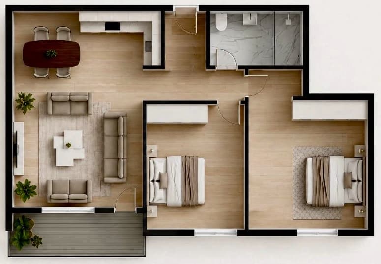 Planimetria origjinale e banesës 75.03 m²